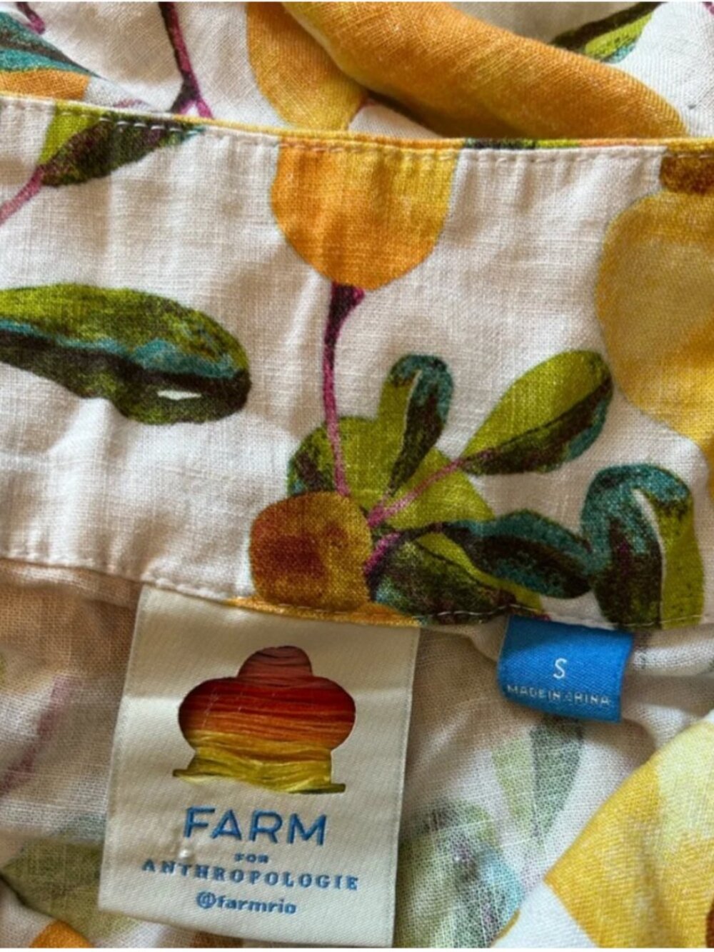 FARM Rio Pear Print Halter Cutout Linen Jumpsuit - Picture 6 of 8